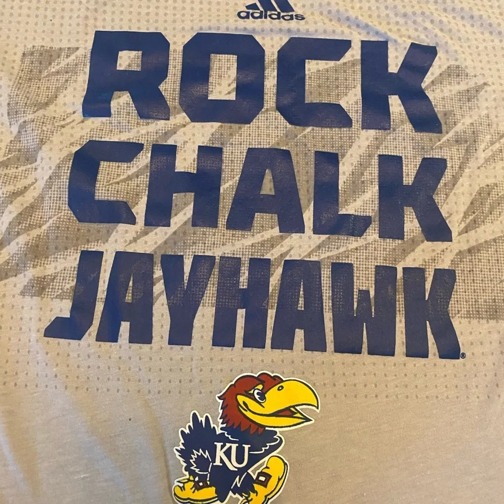 Kansas Jayhawks Adidas Aeroknit Rock Chalk Climacool Color Grey Men’s‎ size XXL